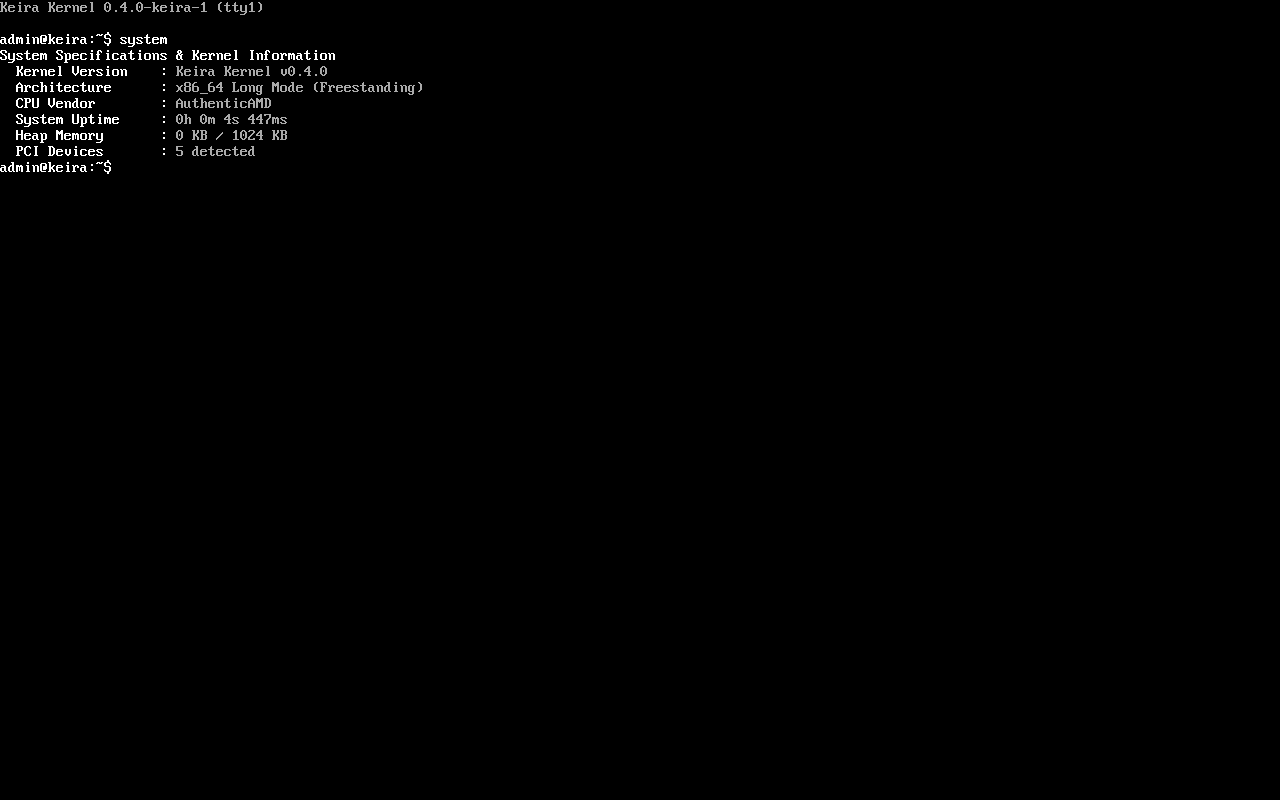 Keira boot screen